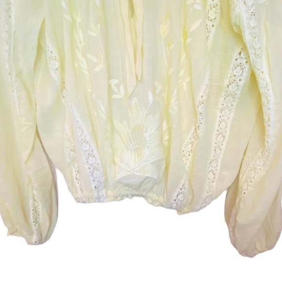 New with Tags Free People Maria Maria Lace Blouse In Lemon Gela - Picture 6 of 7